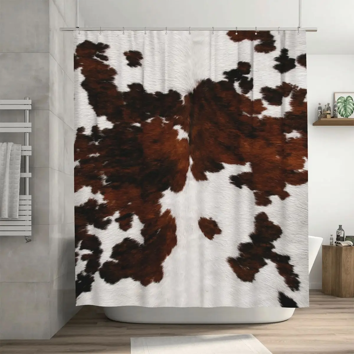 

Cattle Fake Cow Print (photograph, Smooth Print) Shower Curtain Bathroom Polyester Waterproof Bath Curtains with Hooks