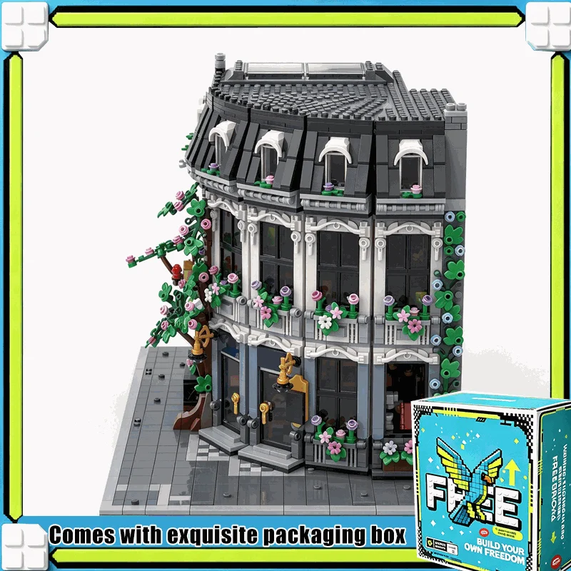 3233PCS Corner Library Bookstore Modular Street Model Building Blocks Custom Puzzle DIY Assembly Educational Toy Gift Decor