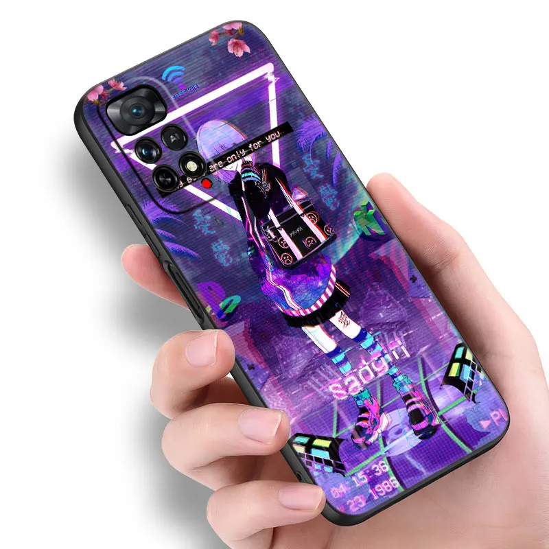 Vaporwave Glitch Anime Black Phone Case For Xiaomi Redmi Note 12 Pro 11 Pro Plus 11S 11T 10 10T 5G 10S 9S 9 8 Pro Cover