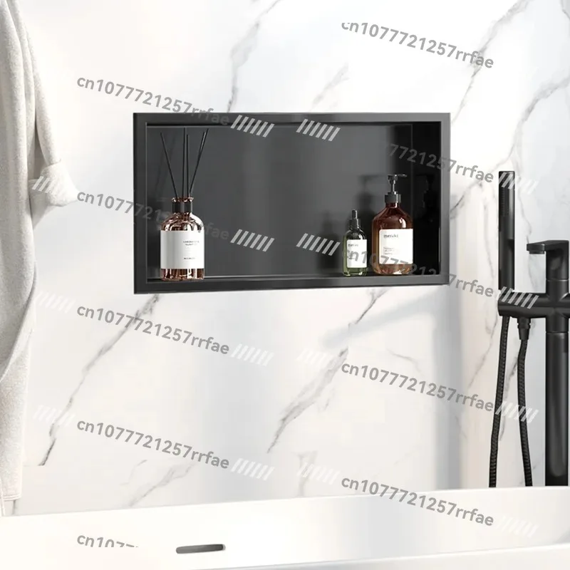 Bathroom Accessories Black Stainless Steel Toilet Rack Recessed Shower Niche Bath Rack Storage Box Hanger