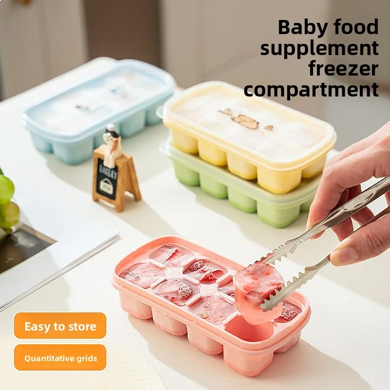 

8 Grid Silicone Ice Cube Tray with Lid for Fast Freezing BPA Free Ice Maker Mold