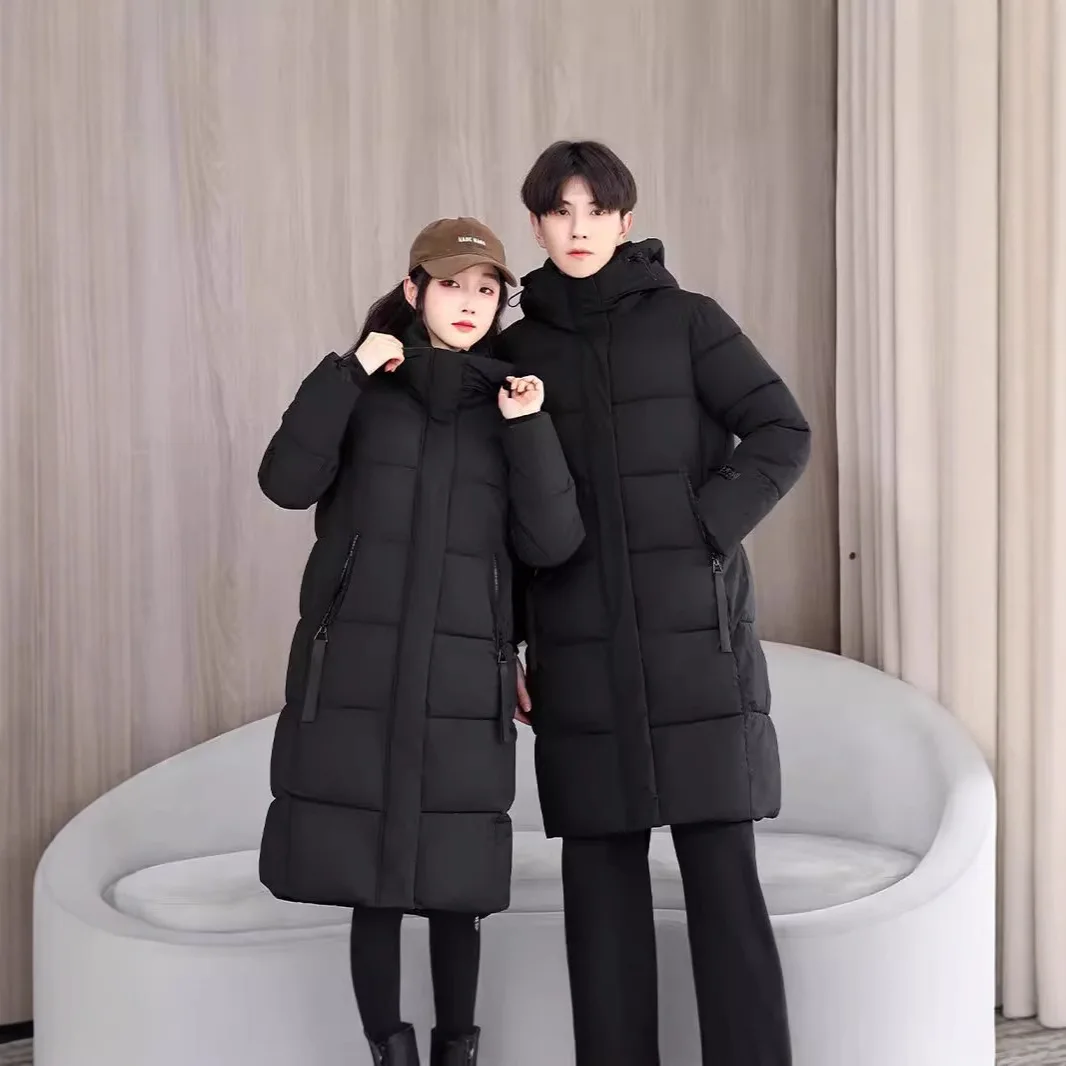 เสื้อแจ็คเก็ตผ้าฝ้ายบุผู้หญิง เสื้อโค้ทยาวแบบพาร์กา มีซิป มีกระเป๋า มีฮู้ด เสื้อคลุมกันลมหนา เสื้อโอเวอร์โค้ทสำหรับสุภาพสตรี ฤดูหนาว