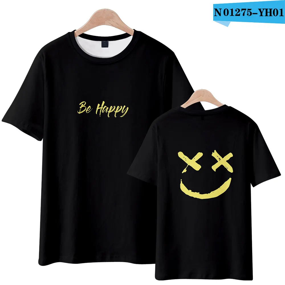 Camiseta Be Happy Smile Face 3D para niños, camiseta de manga corta con cuello redondo, camiseta Be Happy para hombres/mujeres, ropa de gran tamaño con cara sonriente