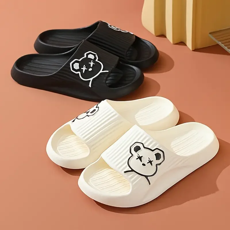 Luxury Women Men\'s Slippers Fashion Bear Cartoon Flip Flops Indoor Outdoor Soft Thick Soled Non-Slip Sandals Beach Slipper New