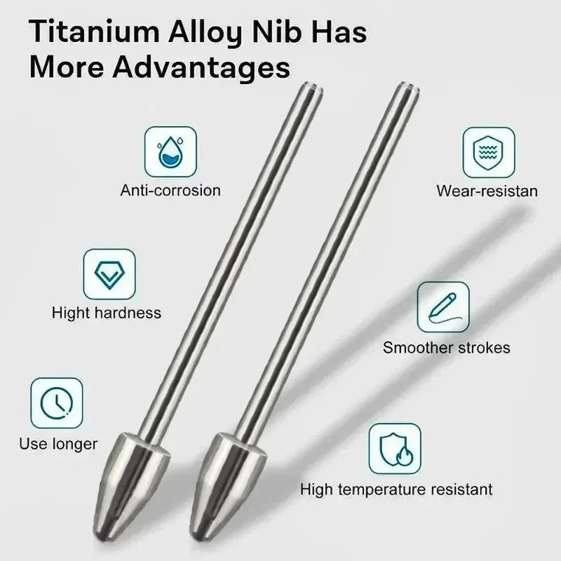 For Samsung Galaxy Tab S6 S7 S8 S9 S23 Note 1 Tablet Pencil Nibs Wear Resistant Replacable Stylus Tip Titanium Alloy Silver