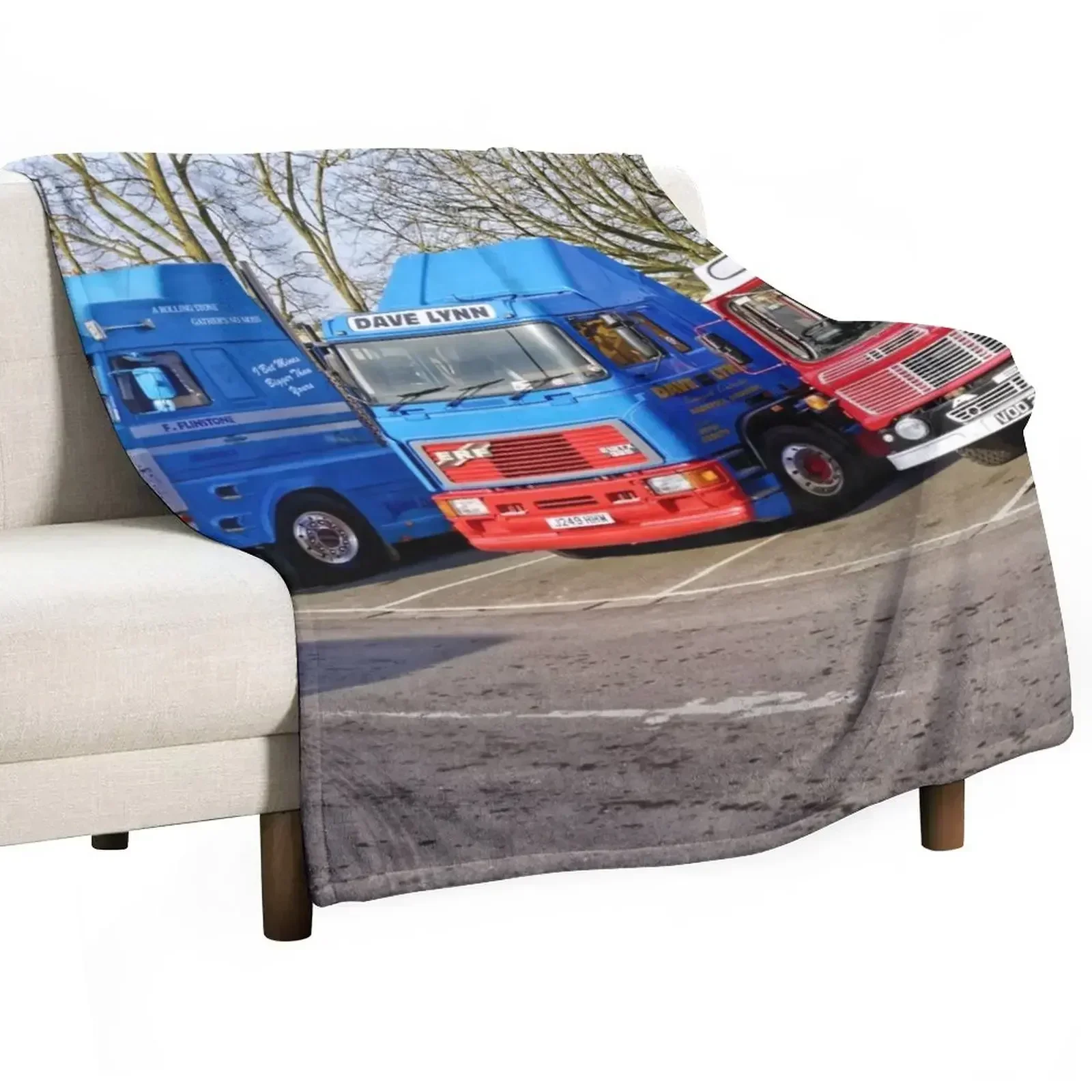 

Classic Commercial Lorries Throw Blanket Warm Napping Blanket for Office Couch Bed