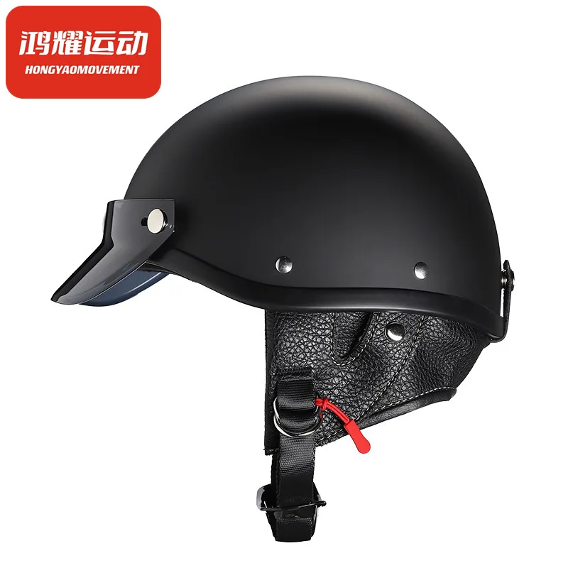 Japanese-Style Retro Biker's Helmet Men's and Women's Small Helmet Harley Ladle Shaped Helmet Internet Celebrity Same Electric M