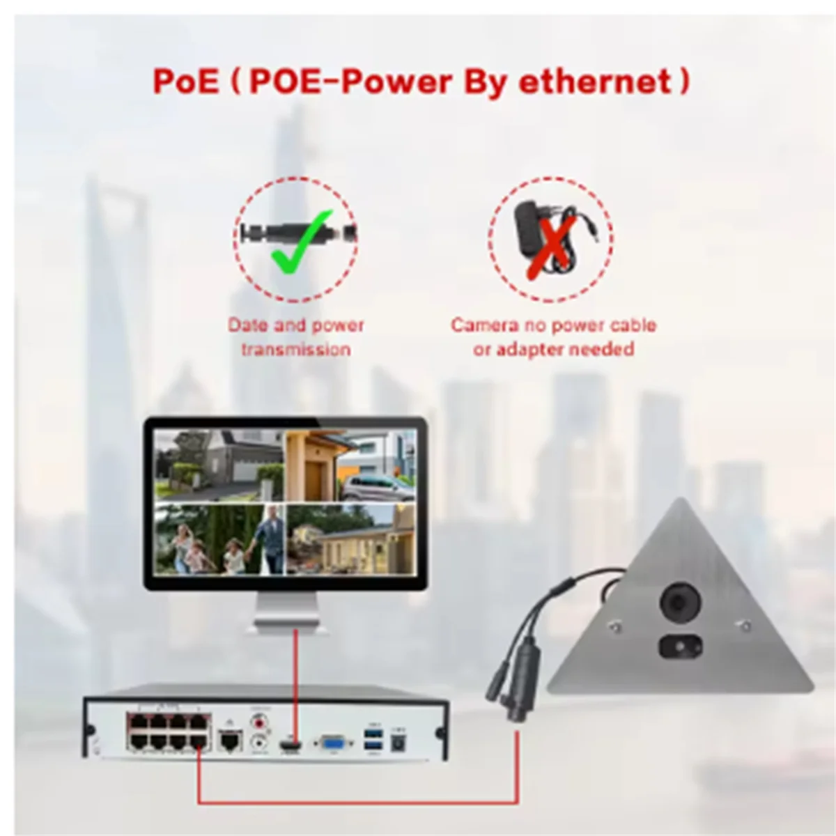 X61A_H.265 8MP POE Infrarood IR Nachtzicht Hoekcamera Netwerkcamera
