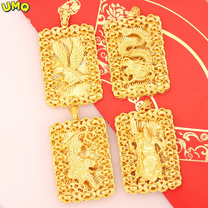 Plated 100% Real Gold 24k 999 Cloud Wealth Attracting Pendant 999 Genuine and Fake Colorless New Fashion Pure 18K Gold Jewelry