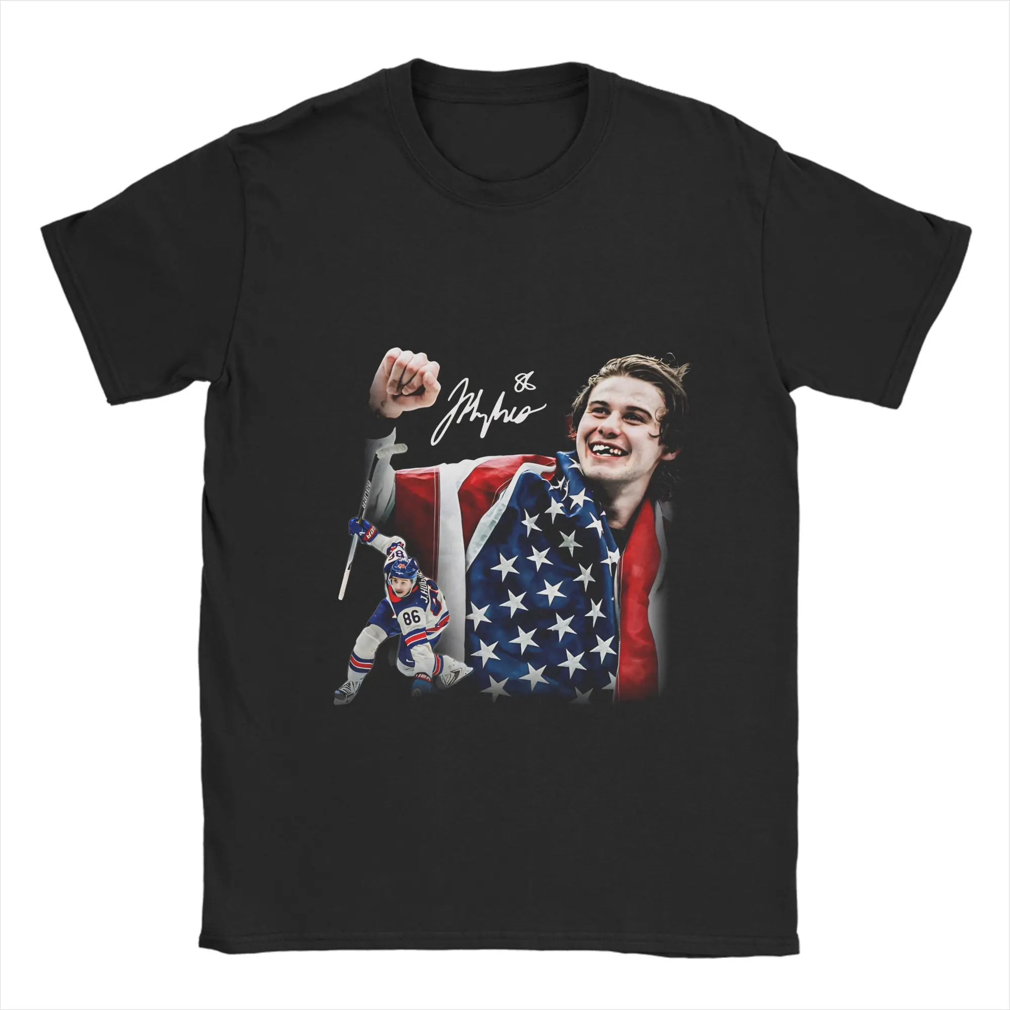 Jack Hughes  Gold T-Shirts for Men  Novelty 100% Cotton Tees Crewneck Short Sleeve T Shirt Gift Idea Clothing