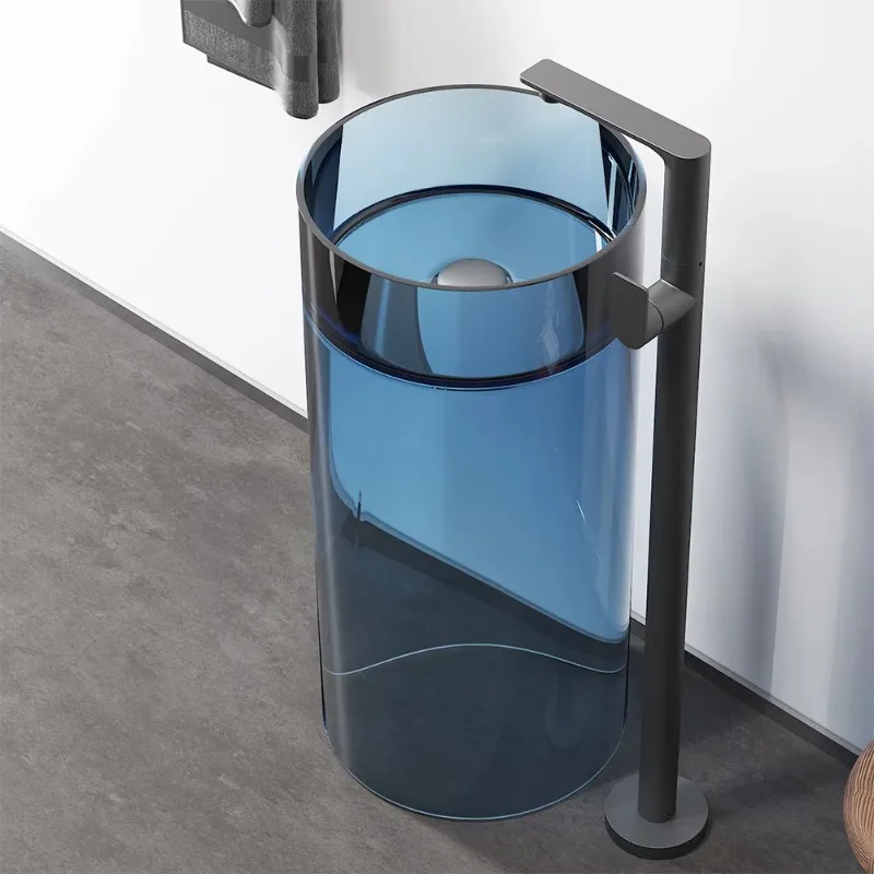 High quality freestanding transparent resin bathroom sink apartment washbasin