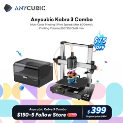 ANYCUBIC Kobra 3 Combo Multi-Color FDM 3D Printer With Max 600mm/s Printing Speed Build Size 250x250x260mm Print in 4 to 8 Color