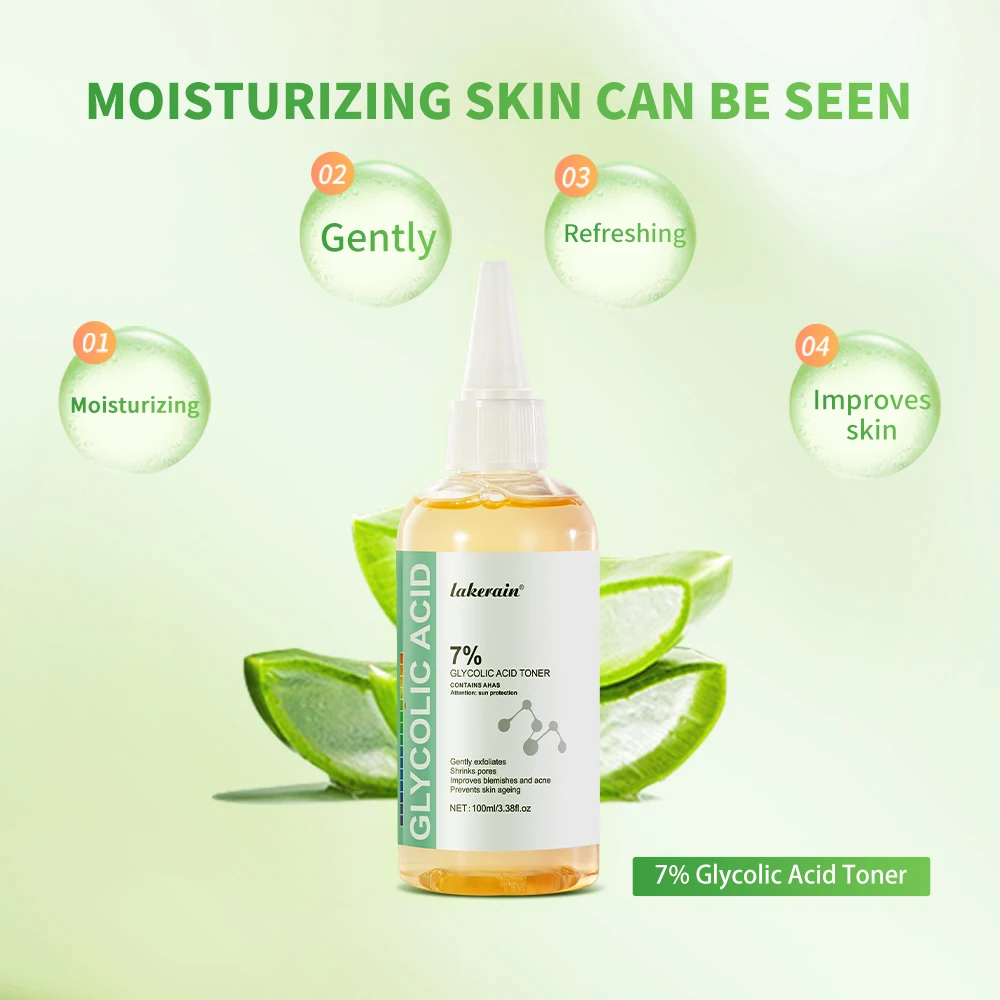 Lakerain  7% Glycolic Acid Toner Balance Skin Tone Moisturizing Tightens Pores Remove Acne Gentle Glycolic Acid Tone Toner