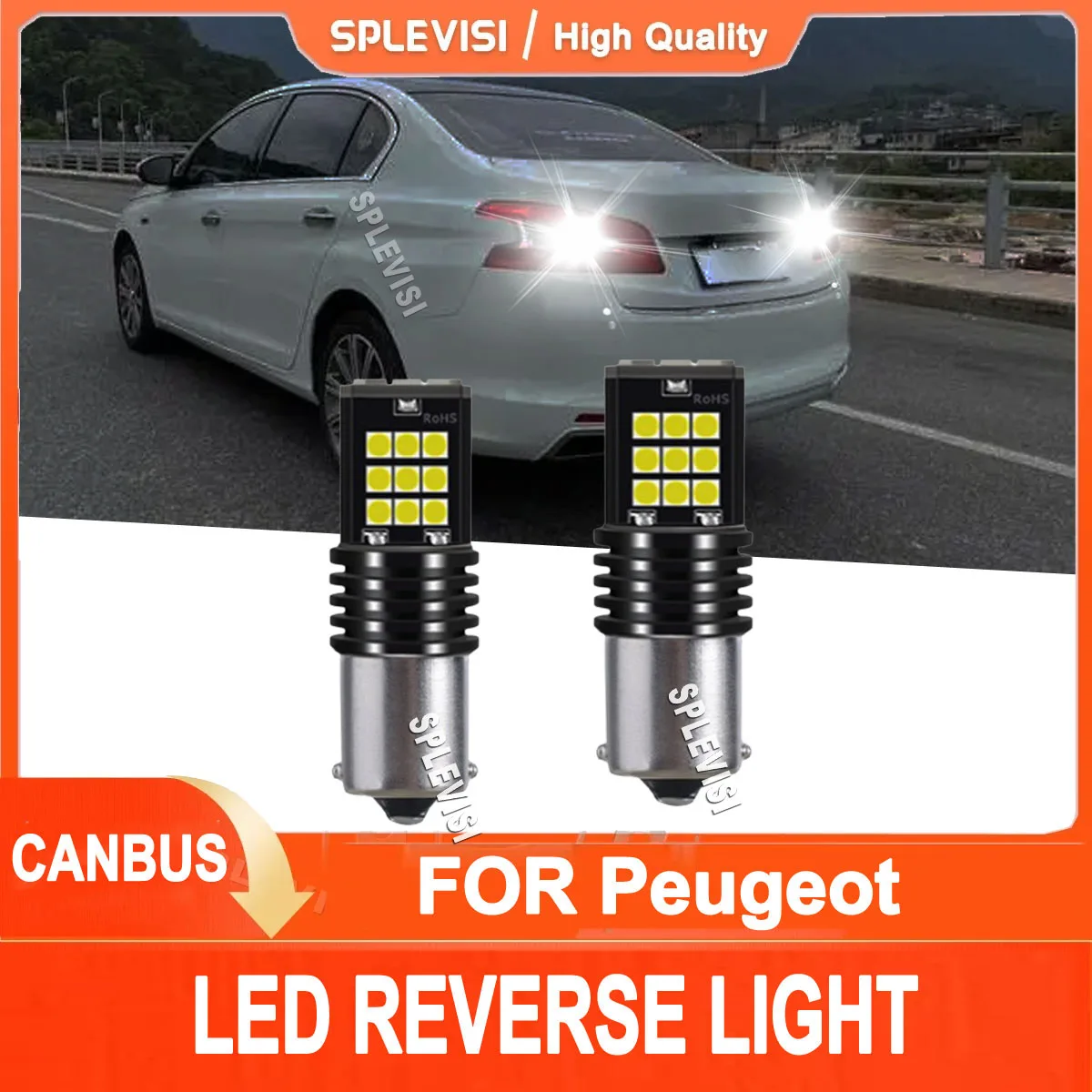 

2x 1156 6000K White LED Back Up Reverse Lights Replace Set For Peugeot 306 307 308 406 407 408 508