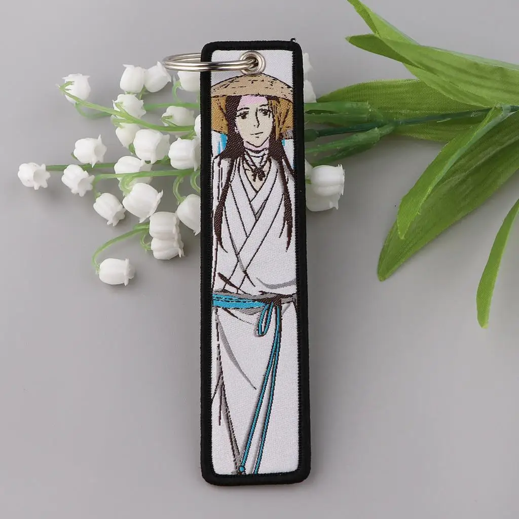 Anime Tian Guan Ci Fu Xie Lian Hua Cheng Keychain for Motorcycles Embroidery Key Fobs Holder Key Rings Key Tag Accessories