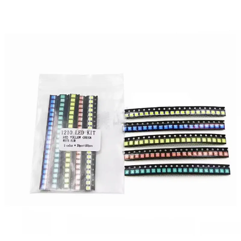 100PCS 1210 LED Lights SMD Sample Kit Red Yellow Green Blue White 5Vvalue*20pcs High Brightness