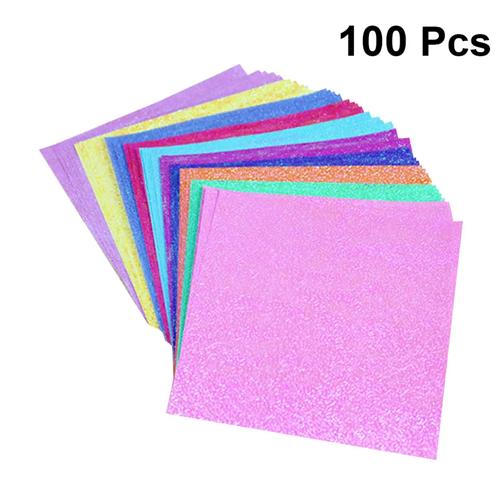 100pcs Shiny Folding Pearlescent Paper 25x25cm for DIY Cards, Invitations & Scrapbooking – Assorted Colors