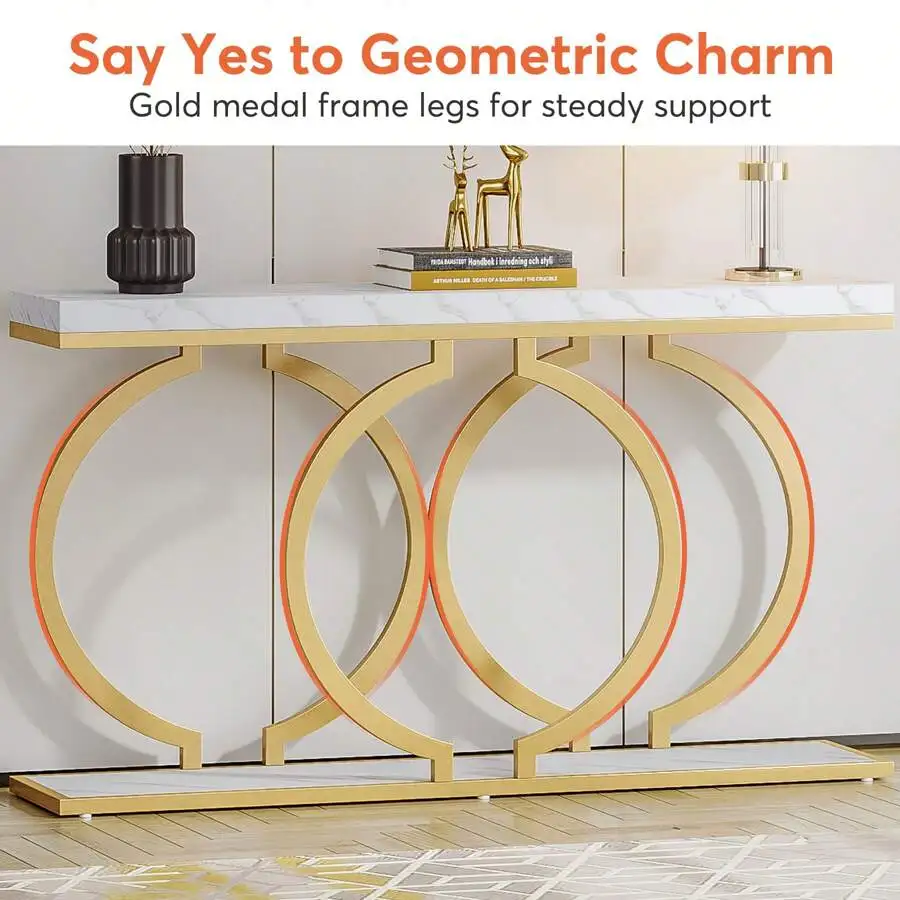 Inch Modern Gold Console Table For Entryway Table, Narrow Long Sofa Table Behind Couch Table Accent Table For Living Room view 5