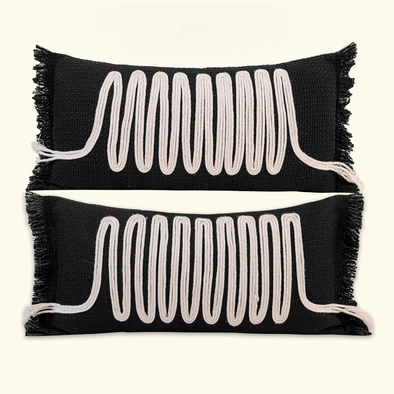 30x60cm Light Luxury Modern Throw Pillow Case Woven Strip Waist Cushion Cover Pillowcase Model Room Decorative Home Decoration