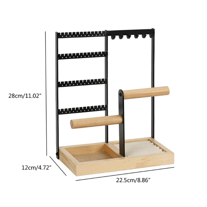 Tafelblad kettinghouder 4-laags hangende sieraden organisator standaard met houten lade basis sieraden standaard houder oorbel