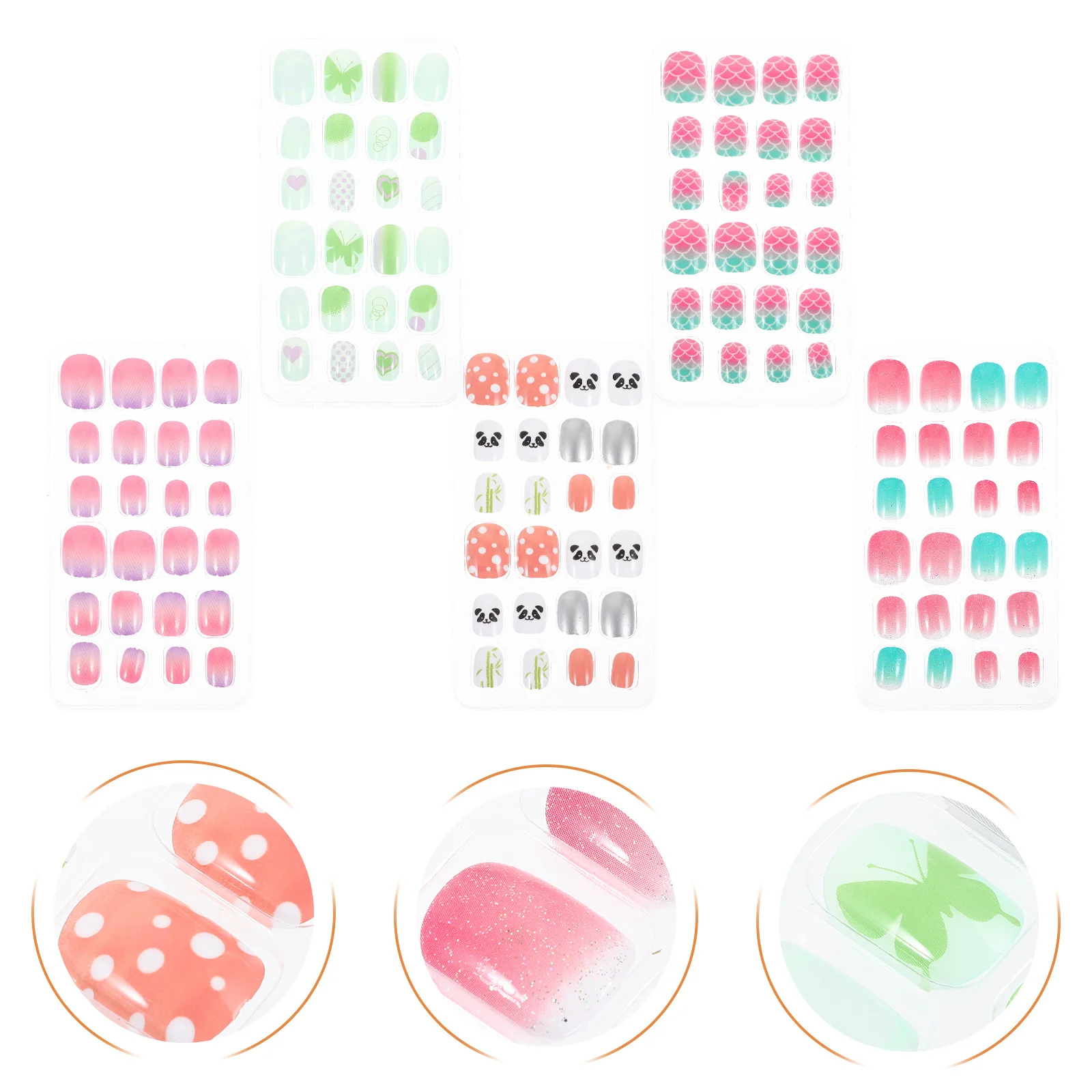 5 scatole di decalcomanie per unghie finte per forniture per manicure fai da te adesivi per unghie finte unghie corte a copertura totale