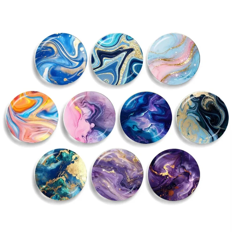 Art Colorful Resin Texture Paintings 10pcs 12mm/16mm/18mm/20mm/25mm/30mm Round Photo Glass Cabochon Demo Flat Back Making