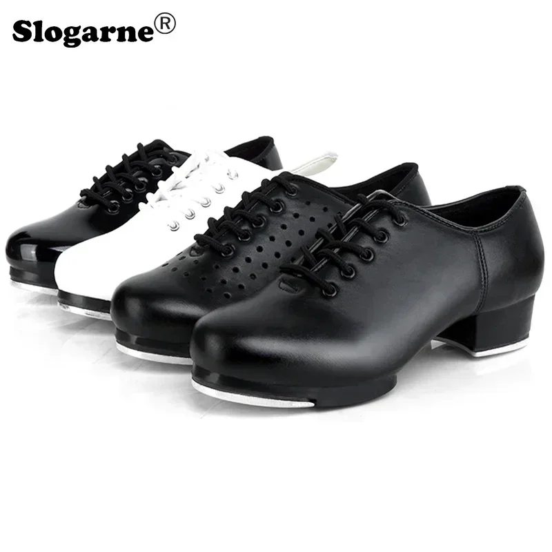 2026 New Women Tap Shoes Top Soft Leather Dance Sneakers Girls Tap Dance Shoes Students Men Tap Shoes Large Size Dance Footwear
