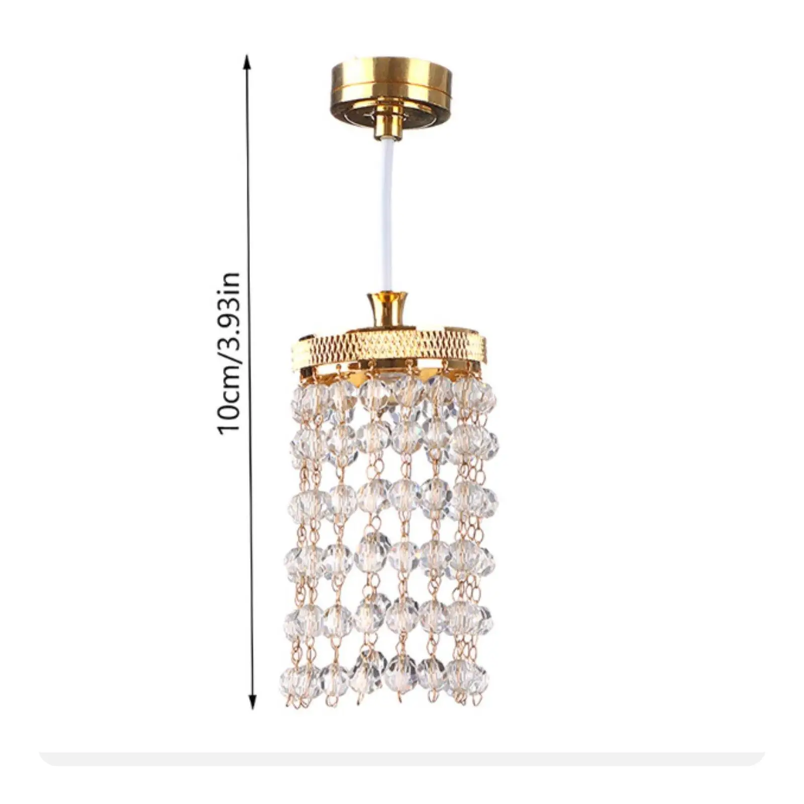 1 12 Scale Dollhouse Chandelier LED Light Miniature Ceiling Lamp with Crystal Drops for Tiny Room Decor