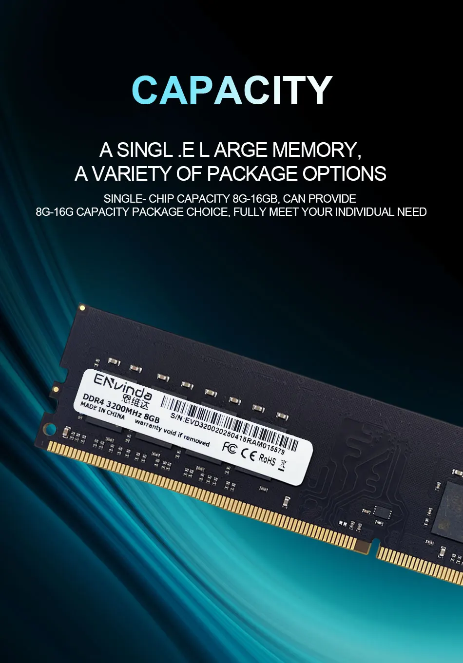 ENVINDA DDR4 PC RAM Memoria 8GB 16GB 3200MHz DIMM 데스크탑 컴퓨터