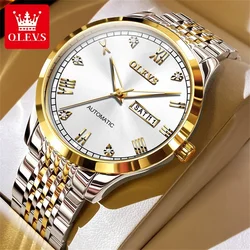 OLEVS-Montre existent pour Homme, Mouvement Suisse Original, Horloge-Bracelet Mécanique, Calendrier Touriste, Luxe, Top Montres Étanches