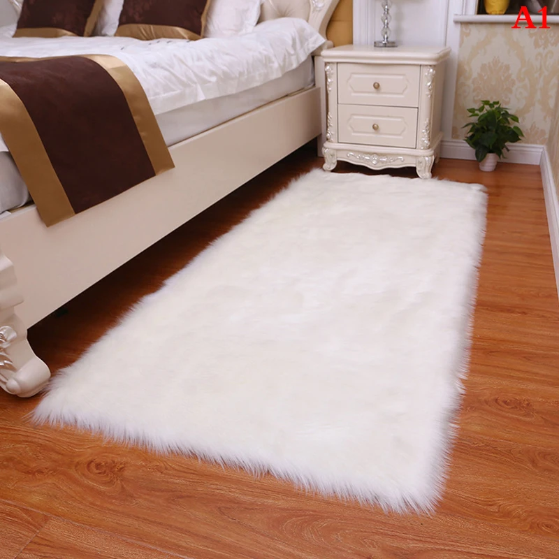 Soft Sheepskin Plush Carpet Imitation Bedside Mat Bedroom decoration Sofa Cushion White Plush Rugs Red Living Room Fur Carpet