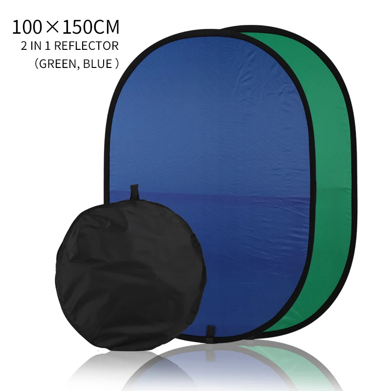 

Oval Background Board 2 in 1 Reflector 100cmX150cm Blue and Green Collapsible Nylon Folding Backdrops Photo Studio Accessories