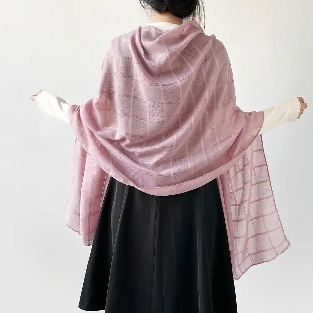 Fashion Korean Luxury Silk Scarf Strip Elegant Women's Shawls Pure Color Thin Long Silk Shawls Beach