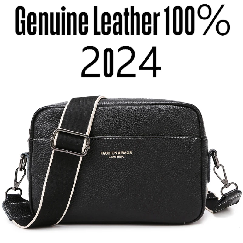 2024 New Genuine Leather Women's Single Bag Luxury Brand Female Soft Crossbody Bags Wallet Fashion Retro Girl's Messenger Bolsas