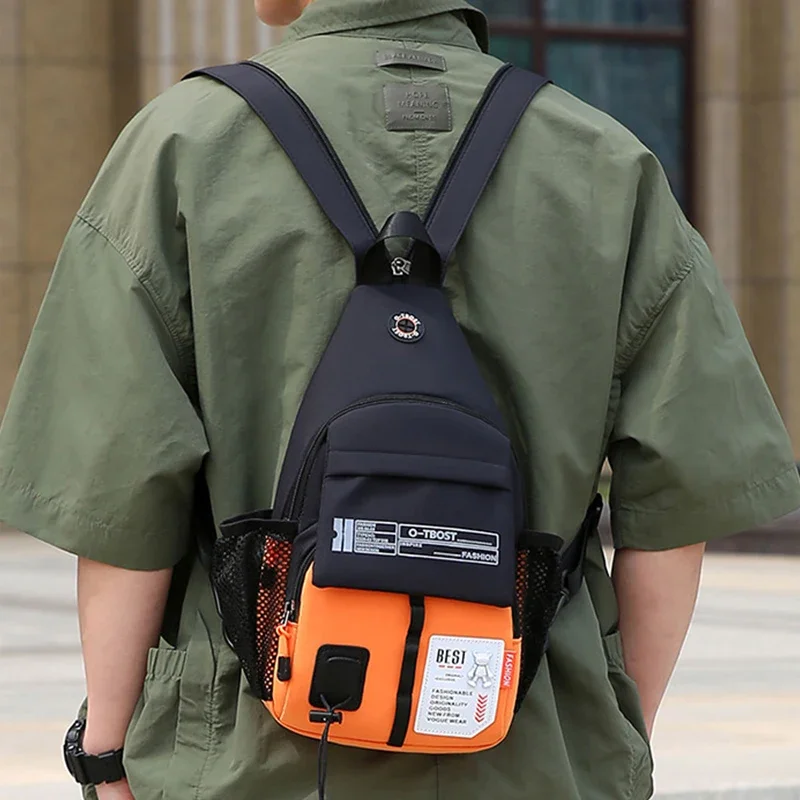 Outdoor Oxford Cloth Chest Bag 2In1 Backpack Sports Leisure Men Shoulder Bag Portable Mountain Climbing Cycling Crossbody Bag