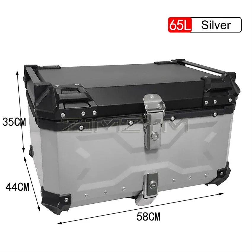 Motorcycle Rear Top Case Moto Luggage Storage Tail Box Waterproof Motorcycle Aluminum Trunk Key Lock Tool box 45L/55L/65L