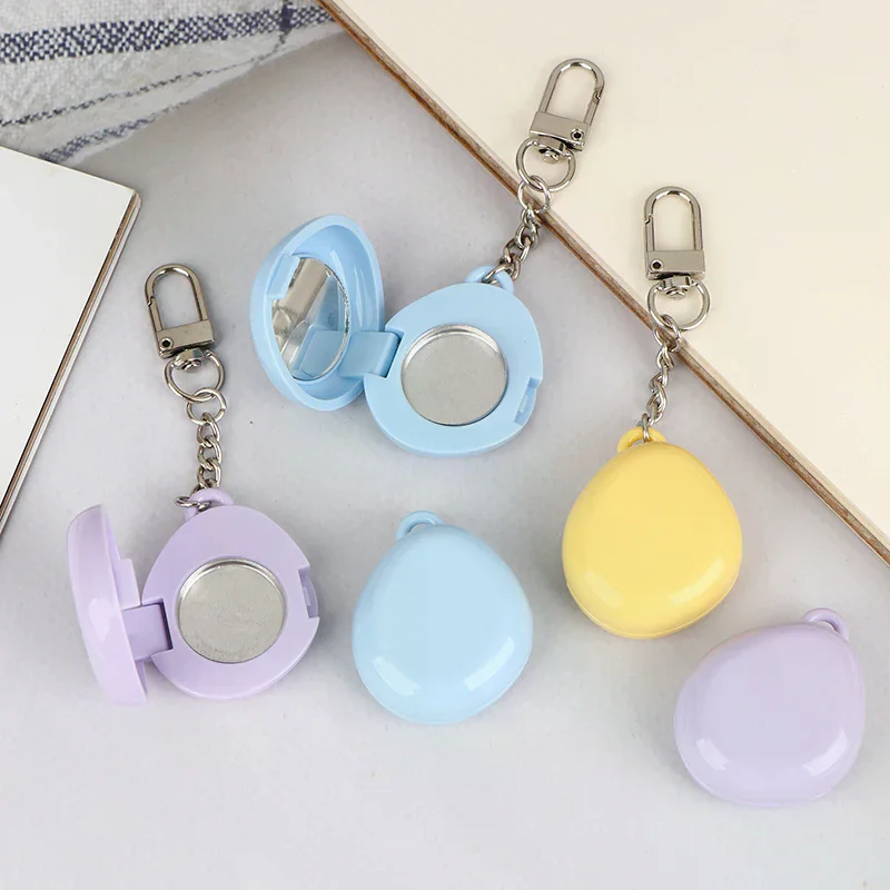 Portable Colorful Keychain Empty Makeup Compact Diy Refill Case With Aluminum Tray Cosmetic Storage Small Blush Container