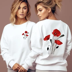 Red Rose Graphics Sweatshirts Vintage Fashion Women Hoodies Long Sleeve Flower Trend Fleece Streetwear Female Rose Y2K Pullover