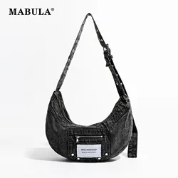 MABULA Women's Hobos Small Tote Adjustable Shoulder Bag Summer Canvas Travel Handbag Fashion Zipper Closure crossbody Pack