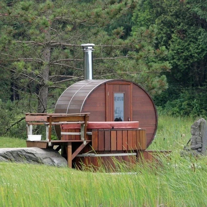 Outdoor steam room cylindrical sauna equipment, family villa hemlock steam room outdoor room far infrared