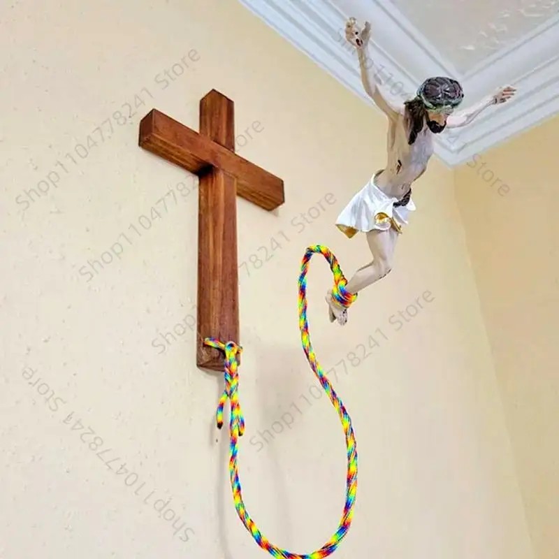 

Jesus Bungee Wall Crossd Decoration Home Office Church Wall Hanging Jumping Crucifix Christ Savior Festival Gift Home Decoration