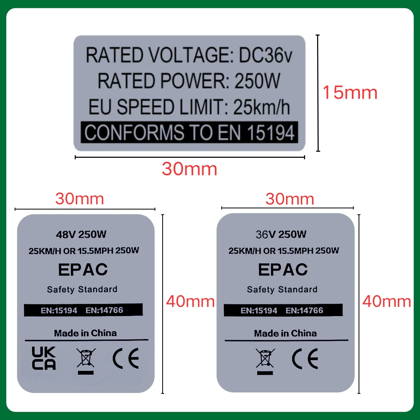 Fahrrad-Aufkleber, E-Bike-Sticker, 36V 48V 250W Elektrofahrrad-Etikett, Kompatibel mit Bafang Tongsheng und anderen Marken-Umrüstsätzen – Detail 8