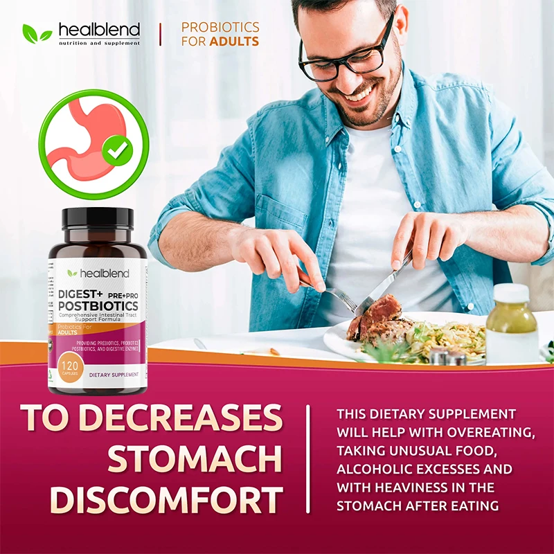 Prebiotics + Probiotics and Digestive Enzymes - for General Gut Health, Improved Digestion, and Relief of Stomach Discomfort