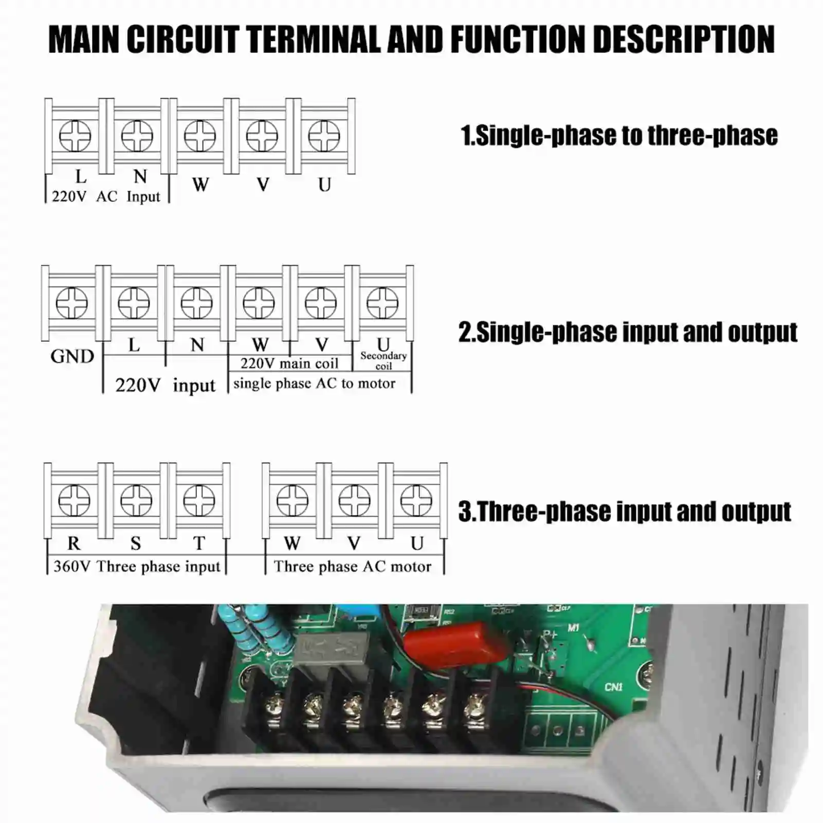 Penggerak Frekuensi Variabel VFD 2,2 KW Input Fase Tunggal Output 3 Fase Inverter VFD Konverter Frekuensi Inverter Variabel VFD