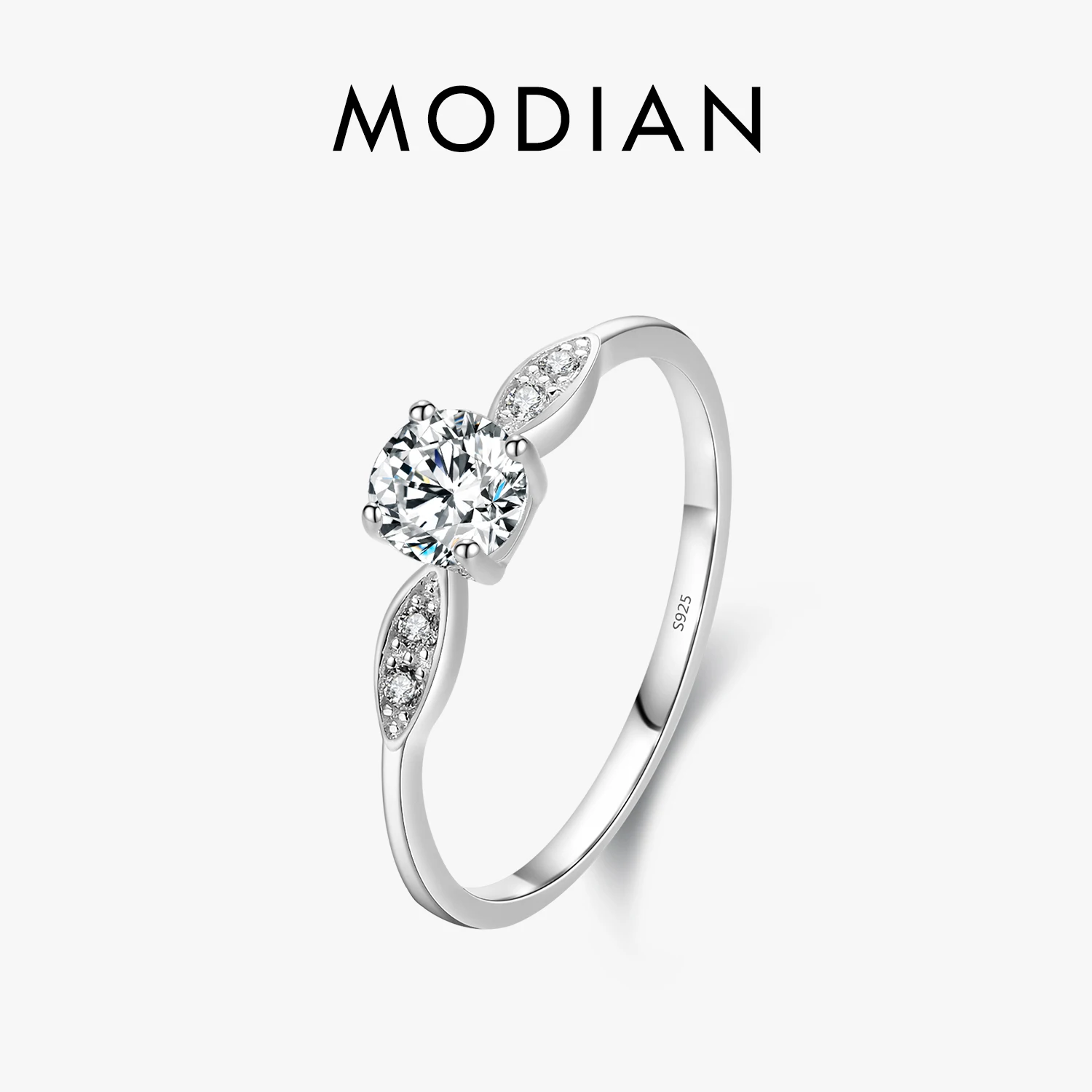 Modian Romantic Wedding Ring real 925 Sterling Silver Round Zirconia Classic Finger Rings For Women Engagement Fine Jewelry Gift