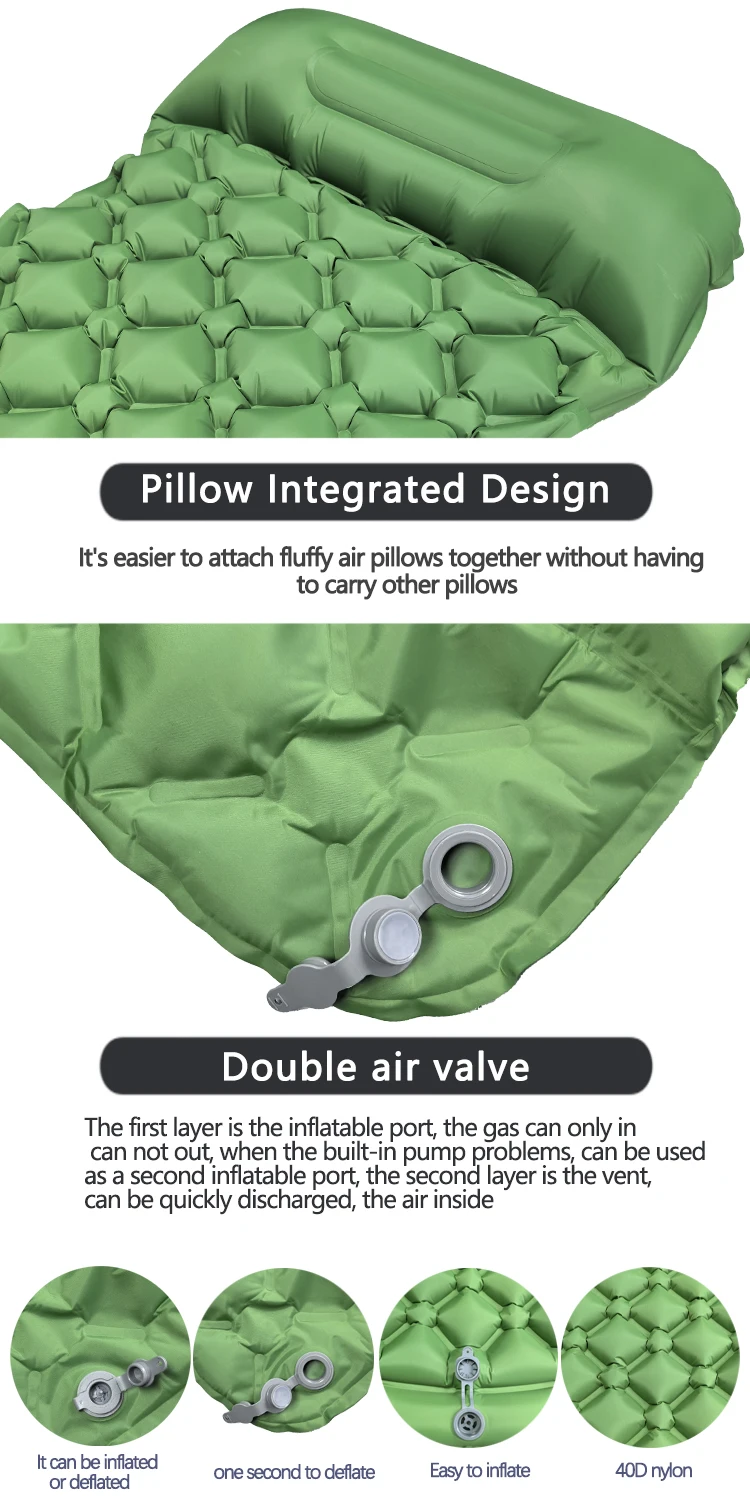 Outdoor Camping Isomatte Klapp Schlaf Matte Strand Aufblasen Matratze mit Kissen Ultraleicht Luft Matte Reisen Wandern Neue – Detail 1
