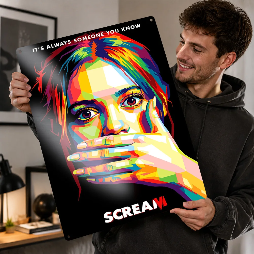 Scream VI Pop Art Personalized 3D Textured Metal Poster Wall Art Tinplate Sign for Decor Living Room Interior Decoration Home
