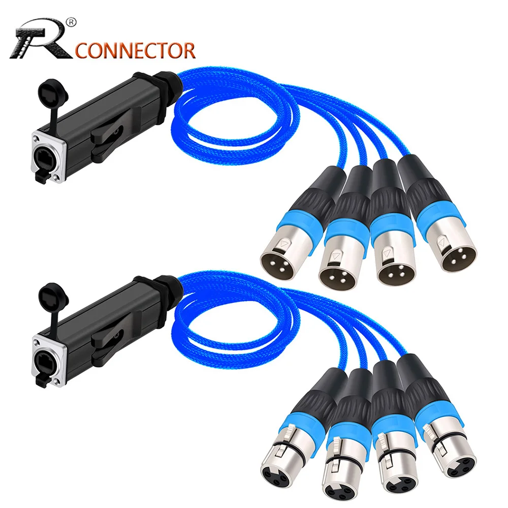 

Удлинитель XLR для аудиокабеля, 4-канальный 3-контактный многосетевой преобразователь с разъемом RJ45 для студии сценического освещения и записи