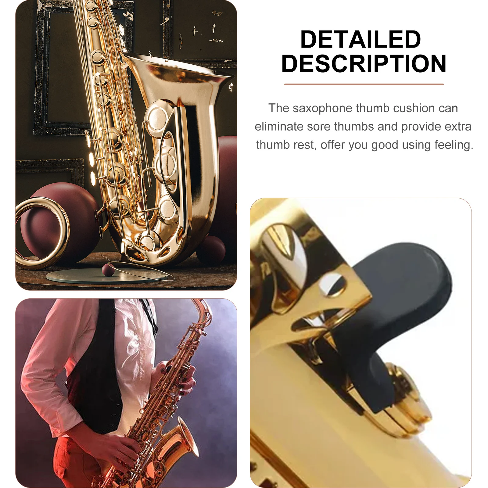 

2Pcs Saxophone Thumb Rest Silicone Finger Support Soft Flexible Thumb Cushion Protectors for Practice Performance Accessories