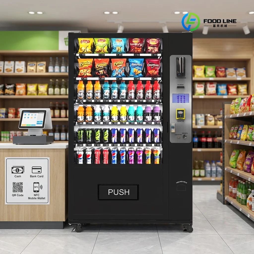 Gcash, NFC, Qr Codes Payment China Bulk Orders Smart  Drinks and Snack Vending Machines With Refrigerator Custom